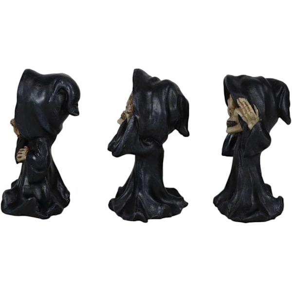 Ebros Gave Gotisk Alkymi Nekromanti Magi Se Høre Tale Intet Ondt Grim Reaper Skelet Figurer Chibi Sæt af 3     Dekor Ossuarium Kirkegård
