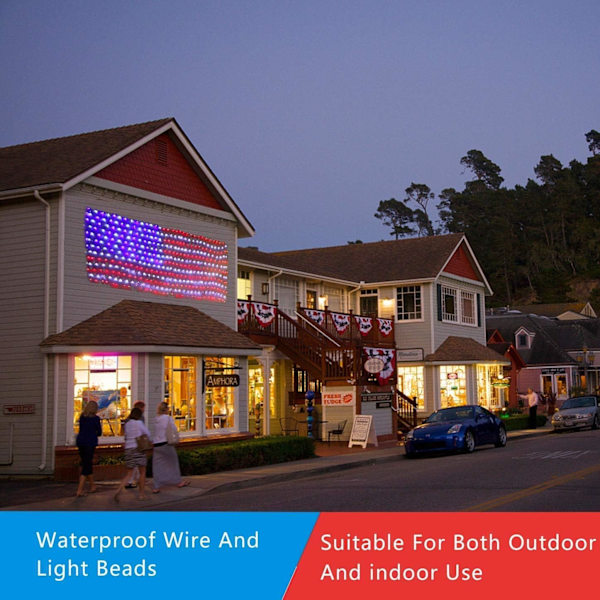 (Ny) Amerikansk Flag Lys, 420 LED USA Flag Net Lys, Udendørs Vandtætte Patriotiske Ornamenter til Uafhængighedsdag Nationaldag 4. juli