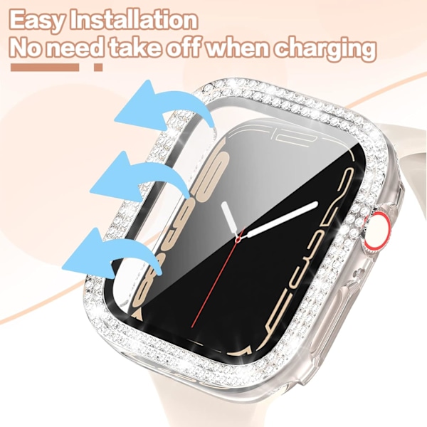 Bling-fodral kompatibelt med Apple Watch Series 8 Series 7 45 mm härdat