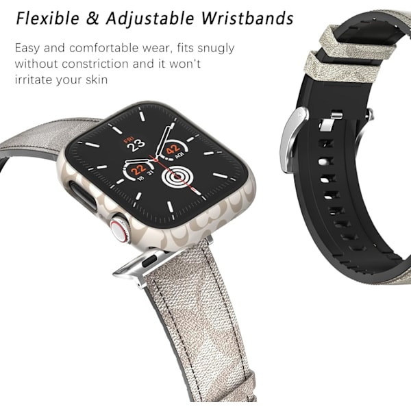 Luksuriøst læderrem og etui, der er kompatibelt med Apple Watch 38mm 40mm