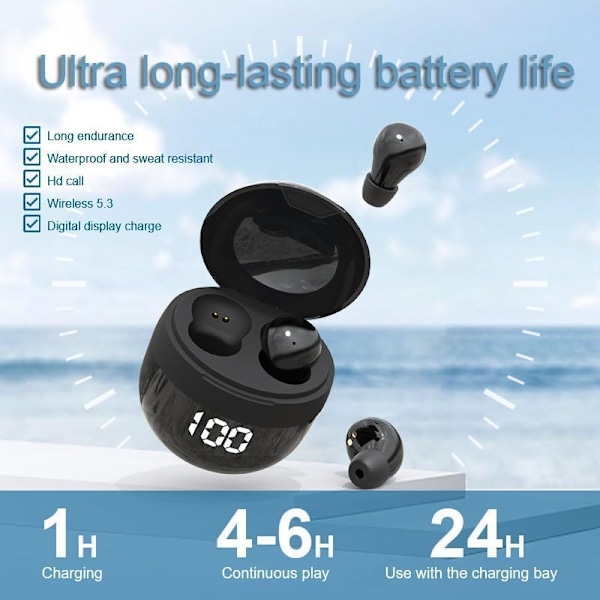 Osynliga Bluetooth 5.3 Hörlurar - Mini Trådlösa Hörlurar med ENC, Perfekta för Små Öron, Löpning & Sidosovande