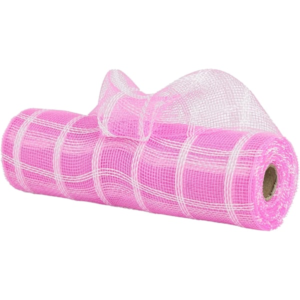 Rosa og hvit rutete Deco Mesh 10 tommers rosa hvit rutete Mesh Ribbon Fabric Mesh