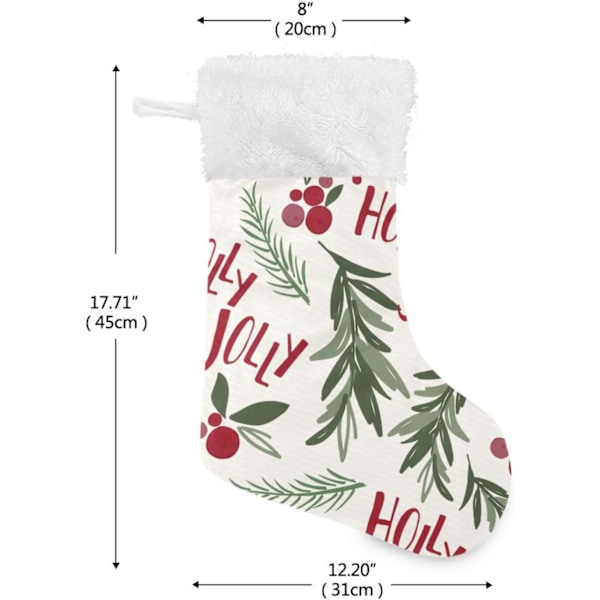 Julklapp, Personliga Julklappsstrumpor 2-pack, Misteltenblad Bär Grön Julblad 18 tum Julstrumpor Hängande Ornament