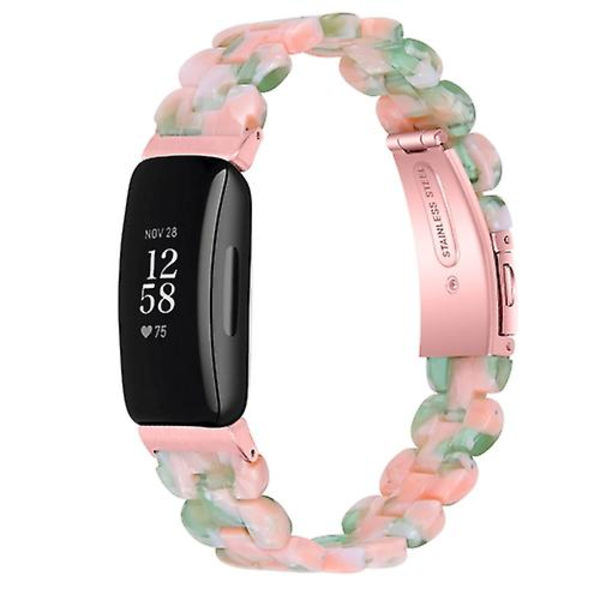 Til Fitbit Inspire 2 / Inspire Oval Resin Watch Band UOU Pink Green Flower