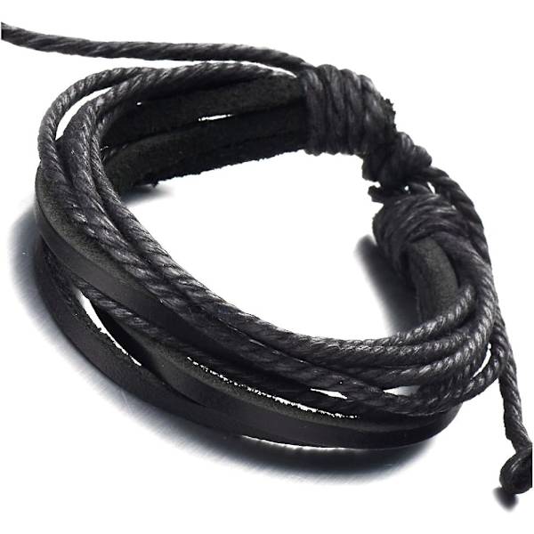 Handgjord flätad läderarmband för män, äkta läderarmband