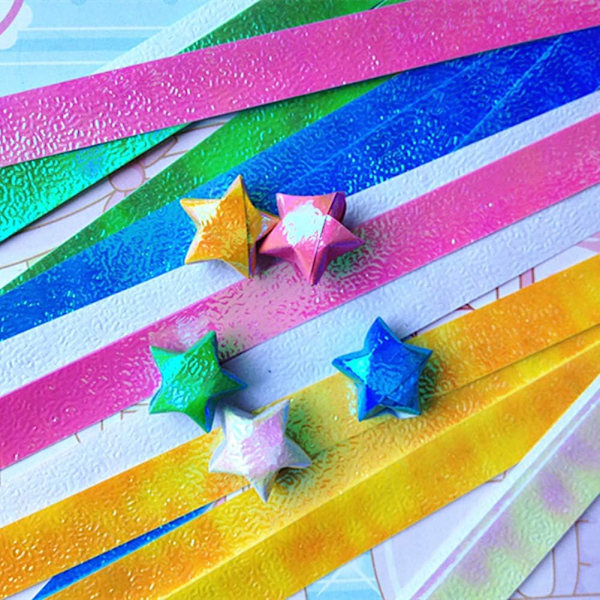 200 ark glitter origami stjernepapirbrettede strimler - DIY-papir for håndverk