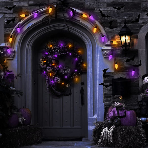 Halloween-lys, 32,8 fod 50 LED C9 Halloween-farveskiftende lys med timingfunktion Vandtæt og tilslutteligt stik til hjem, fest, have