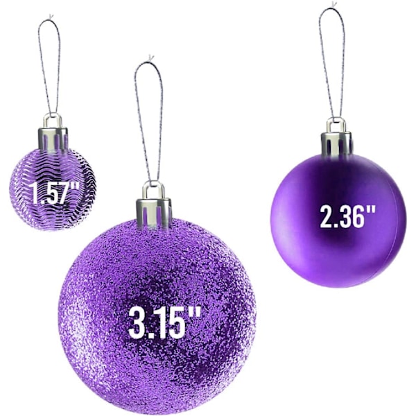 Julgransprydnader - Lila julgranskulor set för jul,