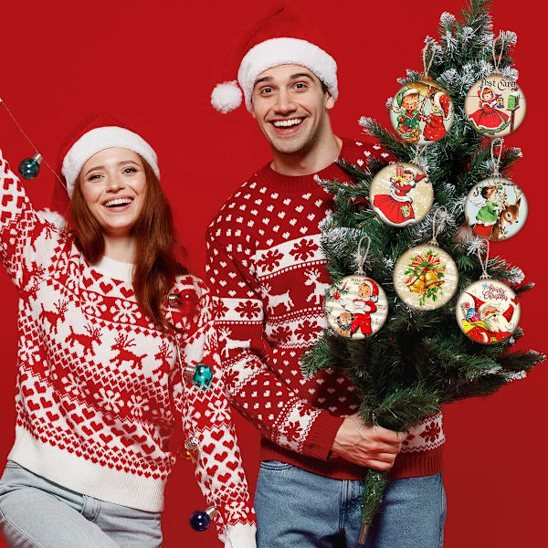 Jul Trä Ornament Ren Trä Hänge 27PCS Jul Trä