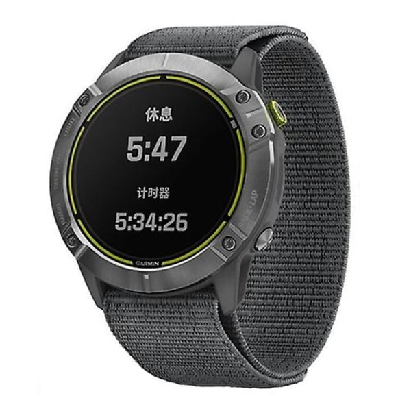 För Garmin Fenix ​​6x 26mm Stickad Nylon Loop Watch Band OYN Grey