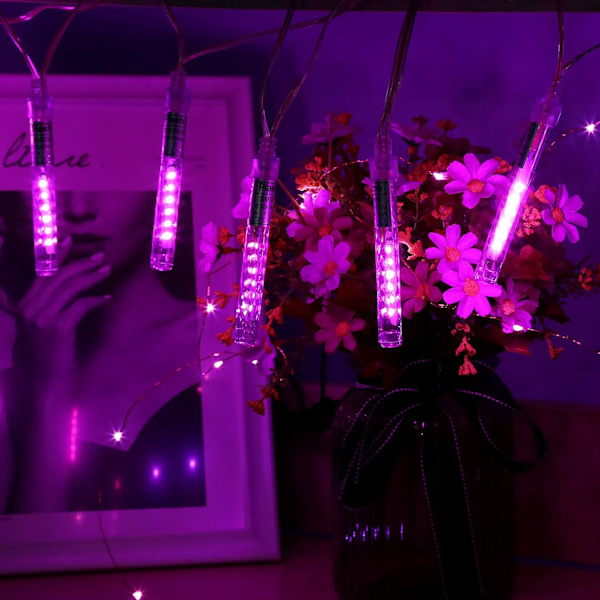 LED Meteorskur Lys, AC 110V Fallende Regn Julelys 10cm 10 Rør 120 LED, Fallende Regn Dråpe Istape Lyslenker for Juletrær Rosa