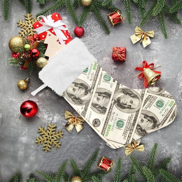 Julklapp, personliga julklappsstrumpor set om 2 dollar 18 tum julstrumpor hängande prydnad spis för träddekoration  17.