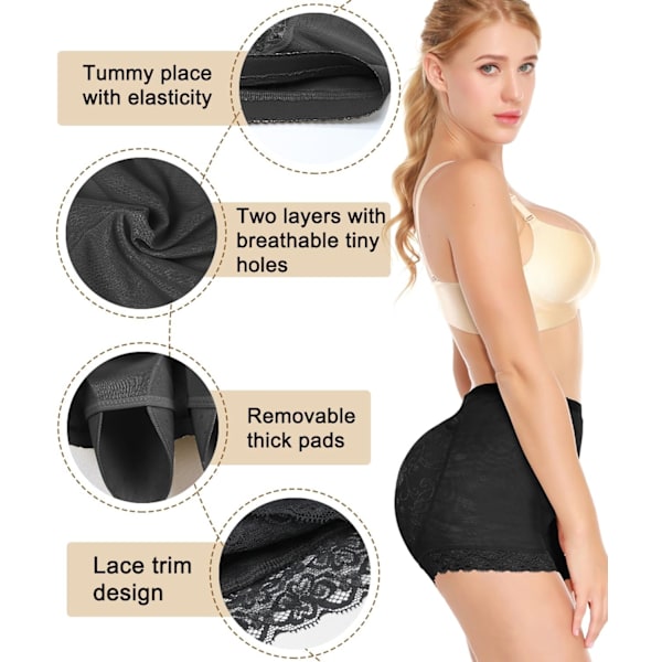 NINGMI Dam Butt Lifter Vadderade Shapewear Förstärkare Kontrolltrosor