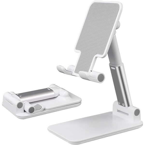Justerbart Mobiltelefon- och Tabletstativ Skrivbordshållare Fäste Mobiltelefon (Vit) Vit