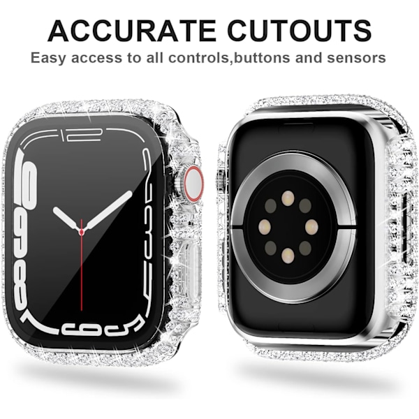 2-pak etui til Apple Watch Series 8 Series 7 41 mm med hærdet glas