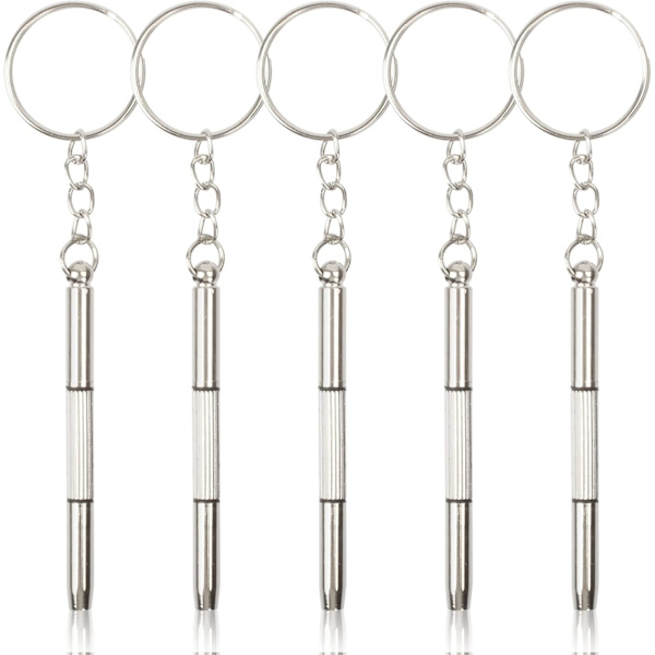 5 stk nøkkelring øyenskygge skrutrekker, 3 i 1 mini solbrille skrutrekker