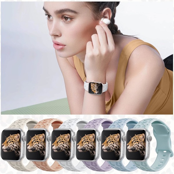 6-pak leopardgravert band som er kompatibel med Apple Watch