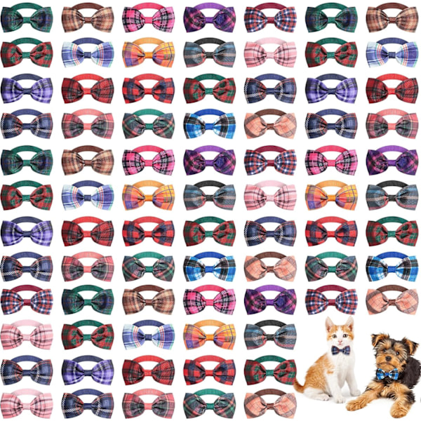 80 Pcs Dog Bows Dog Bow Ties for Small Dogs Assorted Pattern Dog Bowtie Dog Collar Bows Cat Bowtie Collar Dog Bowknot for Small Medium Puppy Pet