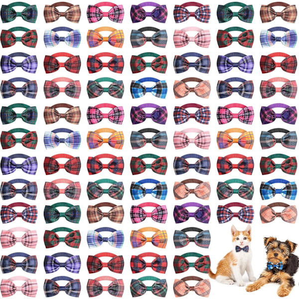 80 stk. Hundesløjfer Hundeslips til Små Hunde Assorteret Mønster Hundeslips Hundeslips Hundeslips til Små og Mellemstore Hvalpe
