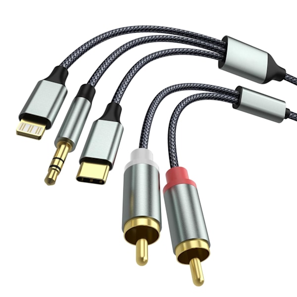 Lightning Till Rca Kabel Audio Aux Adapter, Rca Till 3,5 Mm