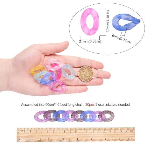 300 stk Transparent Akryl Plast Kjedeledd Hurtigfrostet