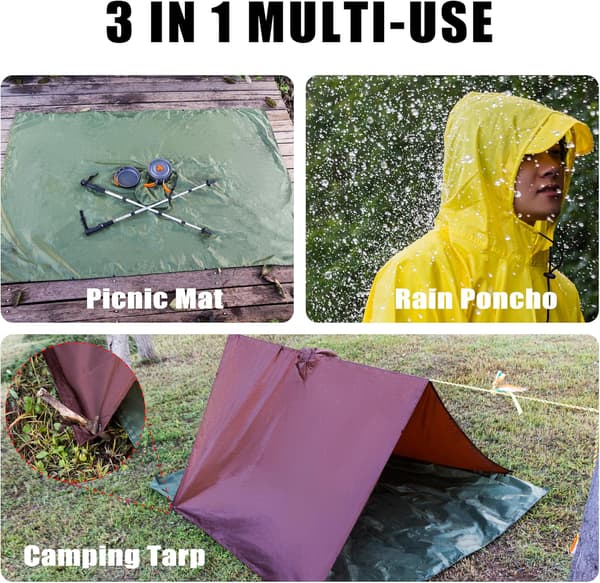wxsp Hette regnponcho, lett, vanntett, unisex, regnfrakk med lommer, for menn, kvinner,