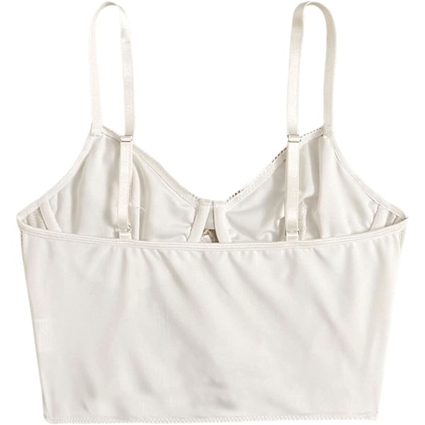 Kvinners Broderi Blonder Opp Snøring Crop Cami Topp Spaghetti Stropp Tilpasset Camisole Crop