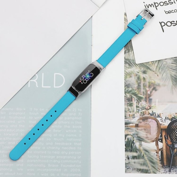 For Fitbit Luxe Læderurrem PXJ Blue