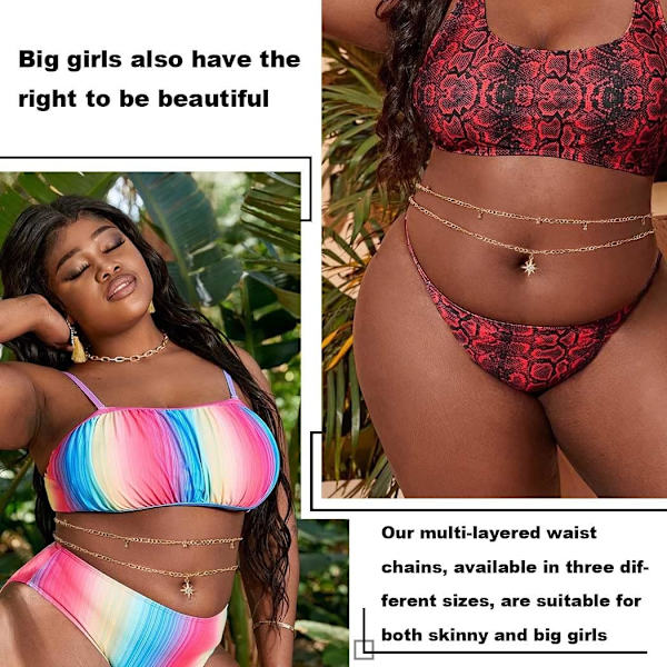 Lagdelt Perlekjede Gullstjerne Midjekjeder Rhinestone Body Chain