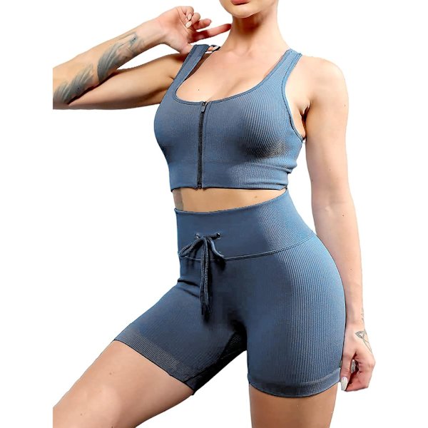 Outfits Workout Gym Sets för kvinnor Fitness 2 delar sömlösa löparshorts långa