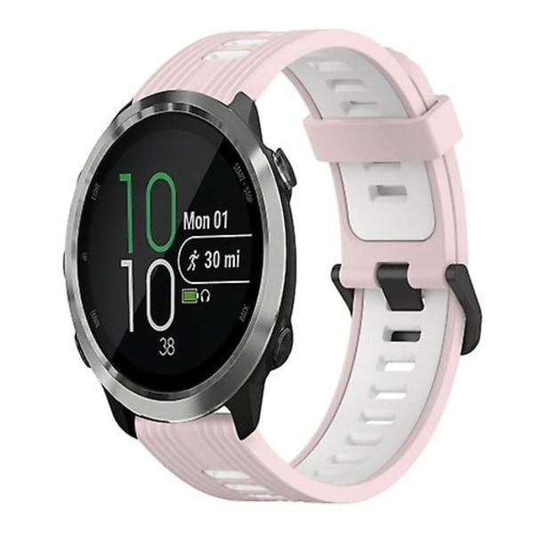 För Garmin Forerunner 645 Music 20mm Vertikalt Mönster Tvåfärgat Silikon Armband NPV Pink-White