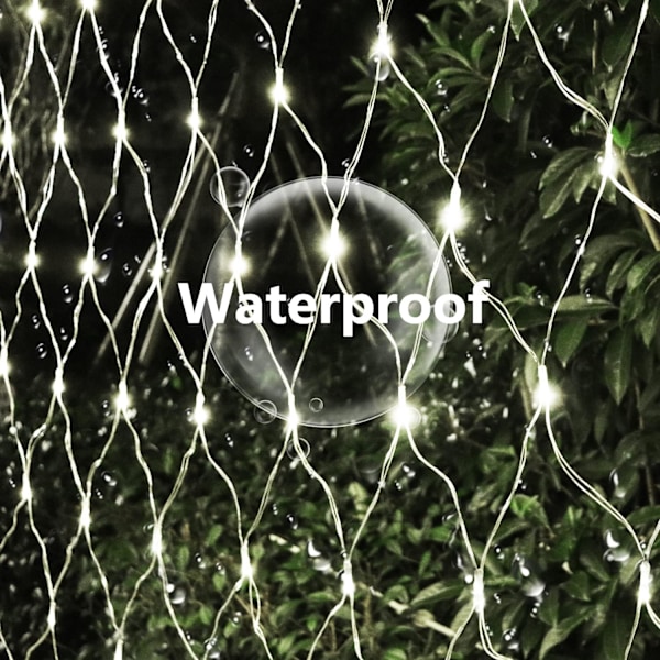 Solcelle Net Lights Udendørs Mesh Lights Hvid, 192 LED Net Lights Jul, Vandtæt 19 Tilstande Timer Træ Wrap Lights til Hegn, Have, Gård,