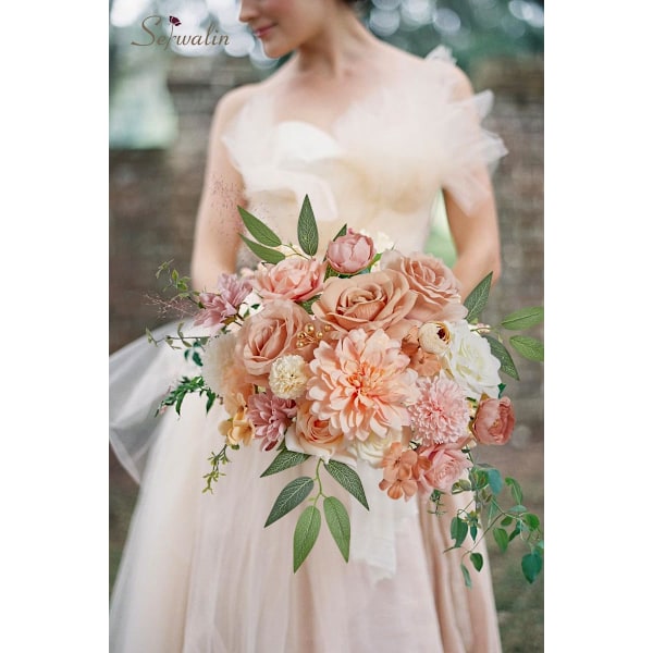 Kunstige blomster Champagne blomster Silke kake blomster Falske Dahlia blomster for