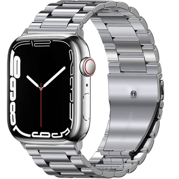 Metallrem for Apple Watch Ultra 49 mm 8 7 45 mm 41 mm Smart Watch-armbånd i rustfritt stål for Iwatch 6 5 4 3 Se 44 ​​mm 42 mm 40 mm Silver and tool For 38mm or 40mm