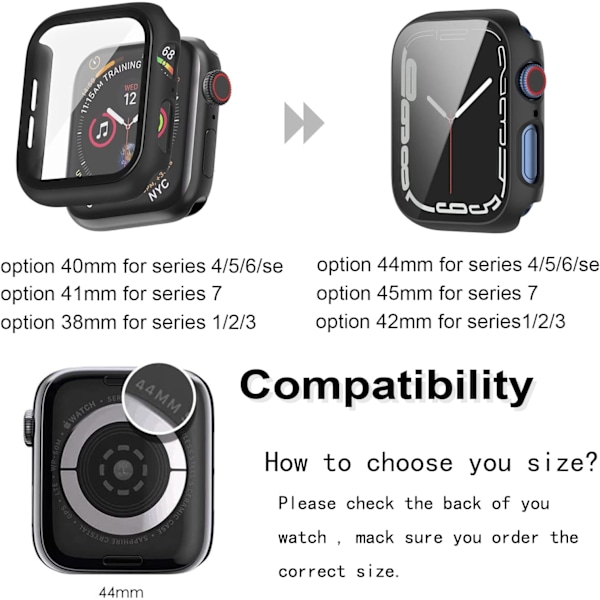 4-pack hårt PC-fodral kompatibelt med Apple Watch Series 6 5 4 44 mm