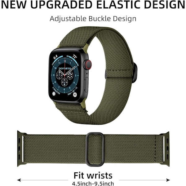 3-pak elastisk nylon solo-rem, der er kompatibel med Apple Watch-rem