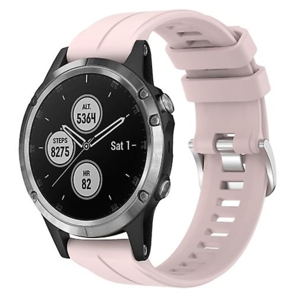 För Garmin Fenix 5 Plus 22mm Solid Color Silikon Armband JRE Pink