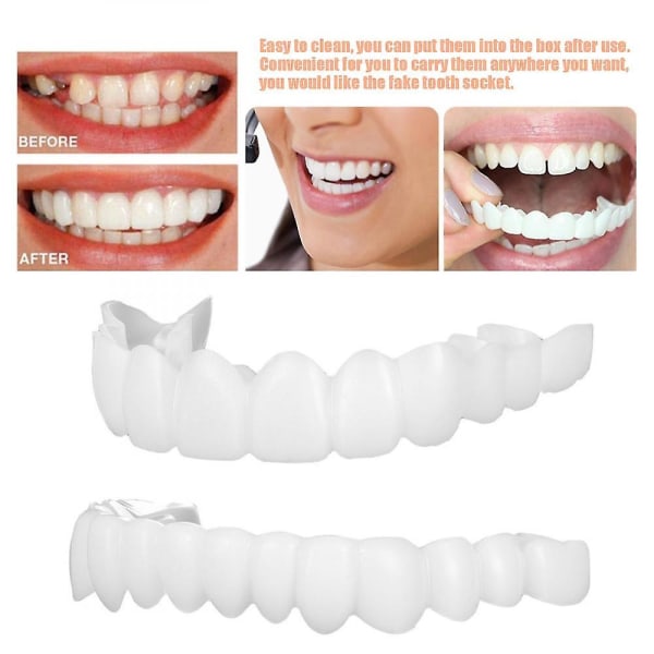 Snap On falske tenner Øvre og nedre tannfiner tannproteser Tanndekselsett