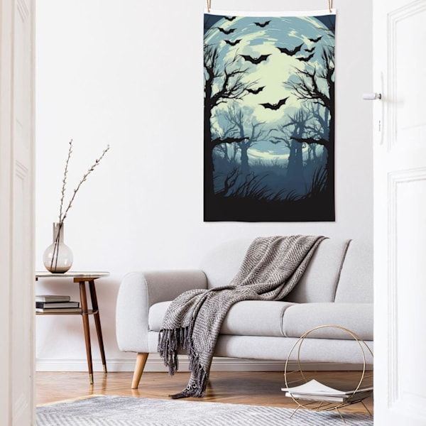 Forest Full Moon  3x5 FT Dobbeltsidet Halloween Flagermus Hus s Have Banner Gårdsplads Plæne Udendørs Dekoration Multi Multi