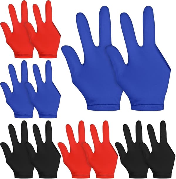 12 st poolhandskar höger hand vänster hand, 4 par elastiska biljardhandskar för män, kvinnor (3 färger)