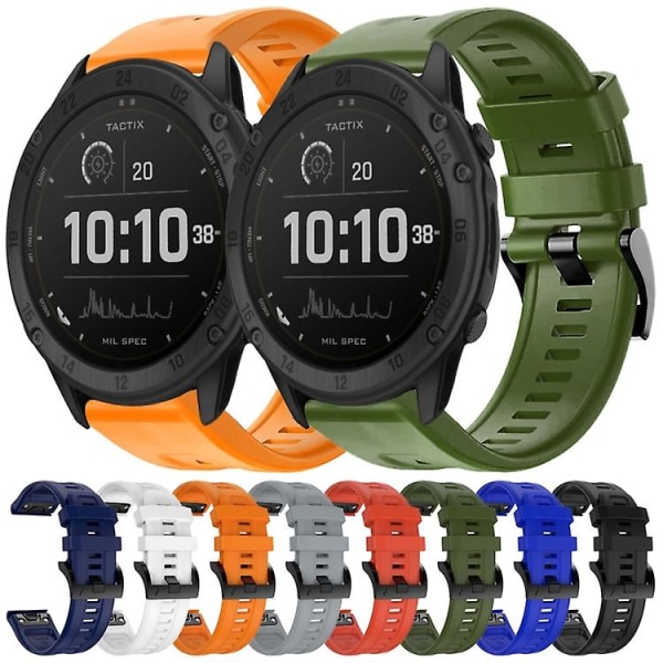 For Garmin Tactix Delta Metal Buckle Solid Color Silicone Watch Band YBJ Black