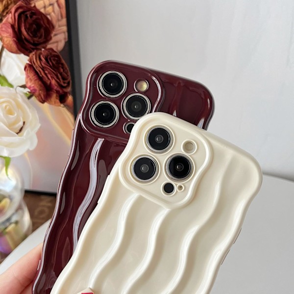 iPhone 16 Pro Max -kotelo, veden aaltoileva kuvio kihara aalto kehys pehmeä yhteensopiva iPhone-kotelon kanssa (valkoinen, iPhone 16 Pro Max) valkoinen