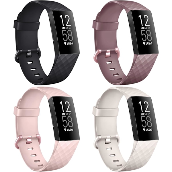 Fitbit Charge 4 & 3 erstatningsremmer - 4-pakning