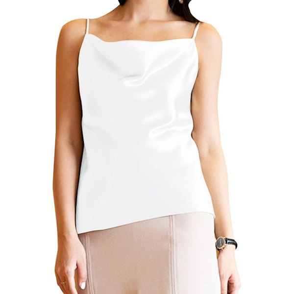 Enkel silke singlet for kvinner, dame V-hals camisole silke løs ermeløs