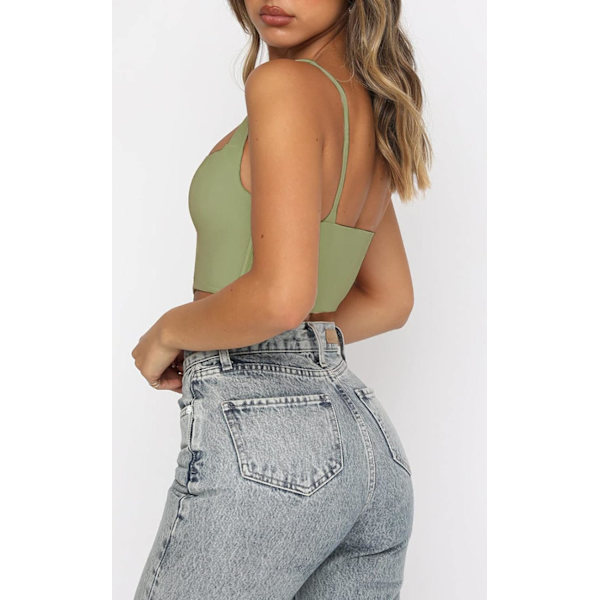Kvinners Rynket Y2k Korsetter Crop Top Stretchy Stropp Kvadrat Hals Camis Tank Tube