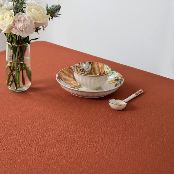 Rektangulär Slubby Textur Bordsduk Vattentät Spillproof Rynkfri Fall Bordsduk, Kök Matbord Thanksgiving Dekoration, Tyg Flik Ru