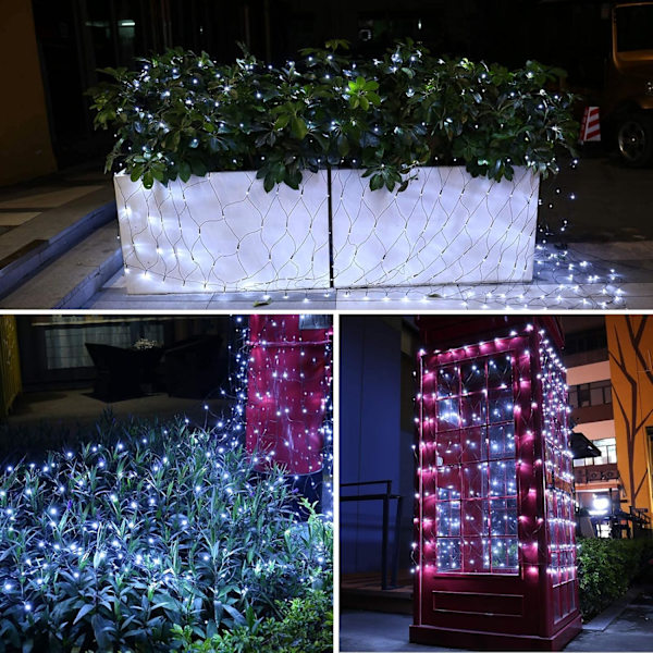 12ft x 5ft 360 LED Julgransnätljus, 8 lägen Busk Nätljus Anslutningsbara, Timer, Vattentäta för Julgranar, Buskar, Trädgård, Utomhus