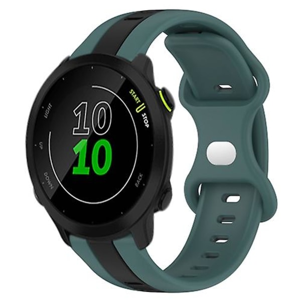 För Garmin Forerunner 158 20mm Fjärilslås Tvåfärgat Silikon Armbandsur XWK Green-Black