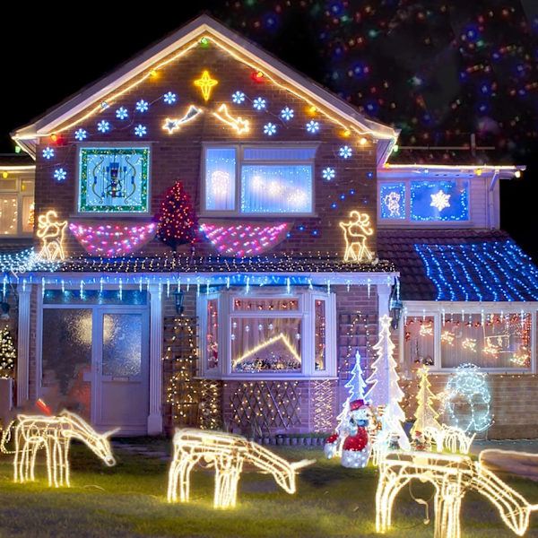 Julbelysning 300 LED 108FT Färgförändrande Julgransbelysning med Varmvitt & Flerfärgat, 11 Lägen, Vattentät och Anslutningsbar Jul