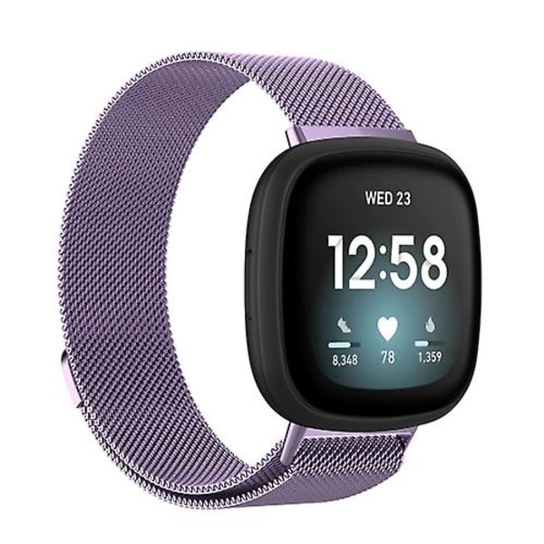 Til Fitbit Versa 3 / Fitbit Magnetisk Milano Urrem BYF Light Purple